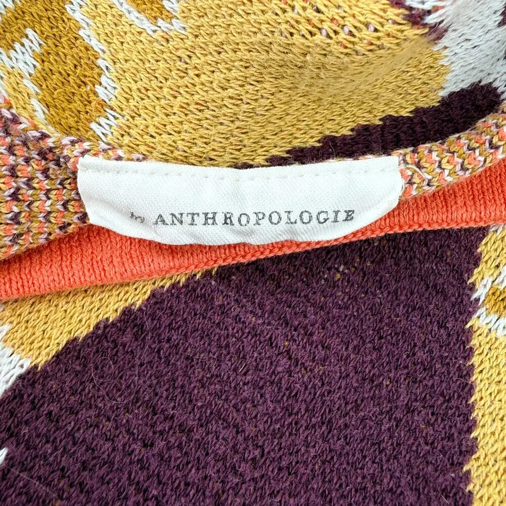 Anthropologie Love Birds Butterfly Knit Throw Blanket 60x52 Plum Orange